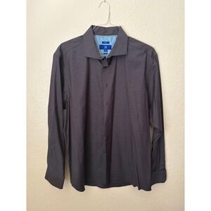 EGARA Non Iron Slim Fit Geometric Button Down Shirt Preppy Classic Career Office